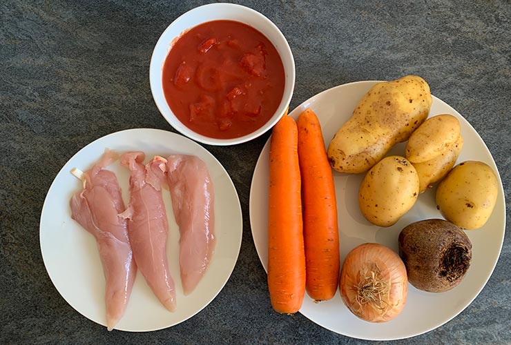 Ingredients for making borscht