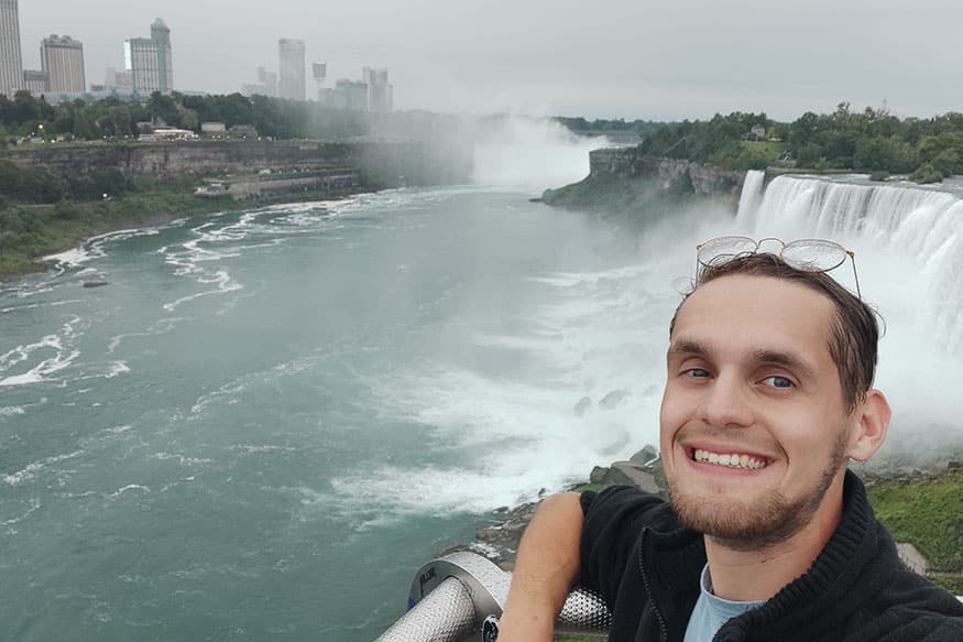 Young man at Niagara Falls